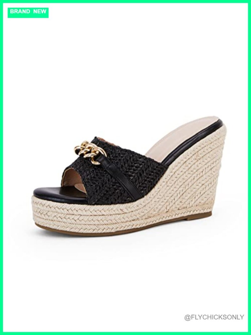 Coutgo Platform Espadrille Wedge Sandals Chain Slip On Summer